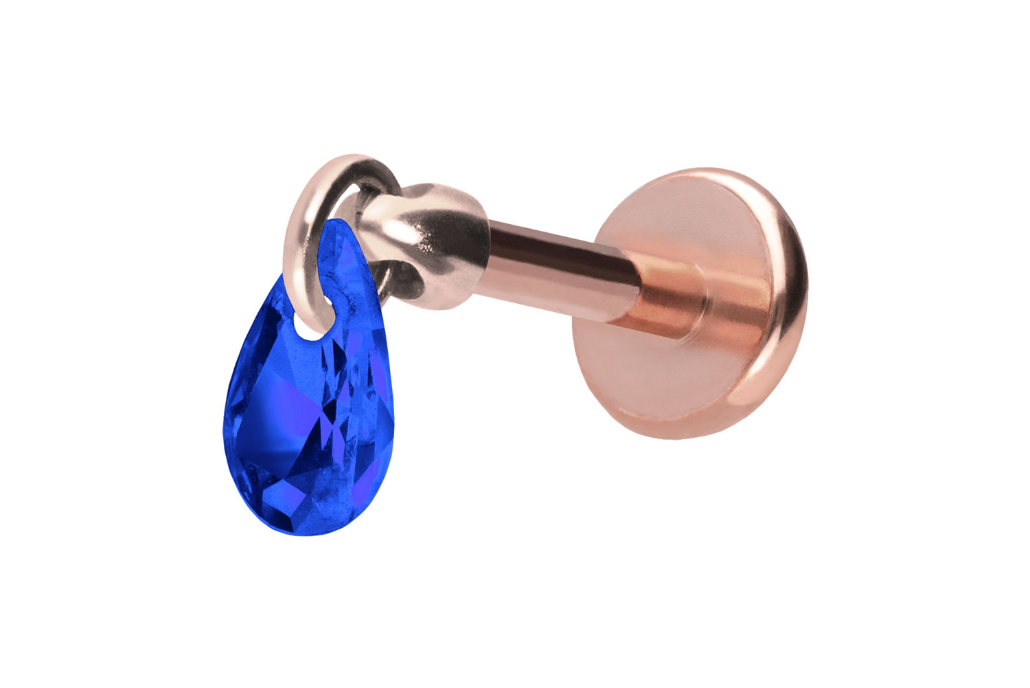 Titan Labret Piercing mit Push Fit KRISTALLTROPFEN